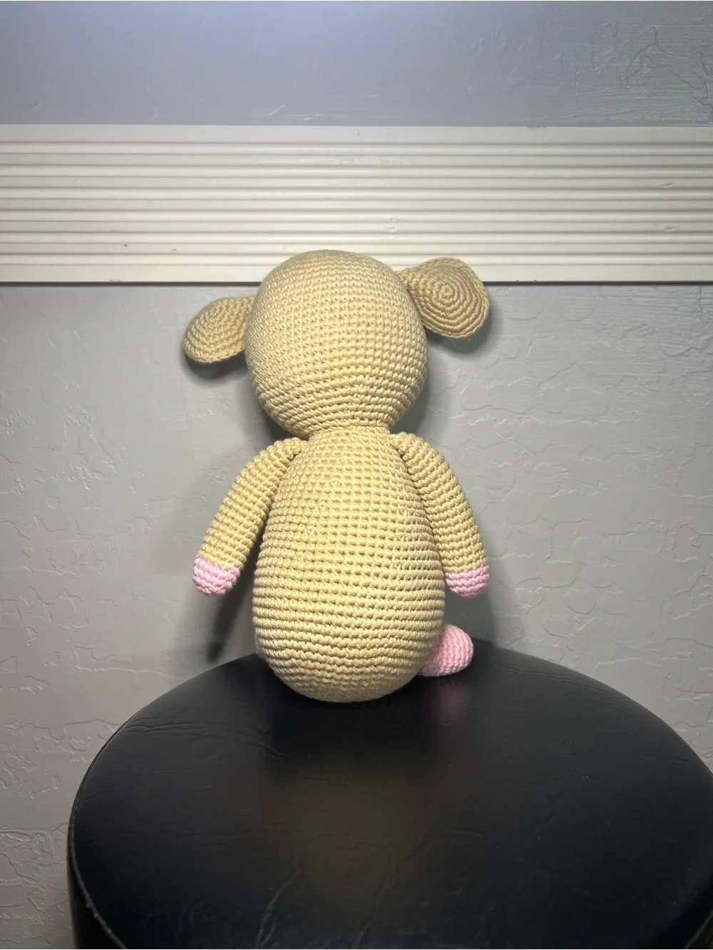 Handmade Beige and Pink Crochet mouse Plush Toy